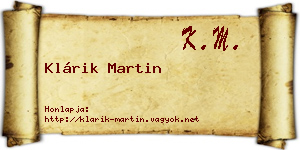 Klárik Martin névjegykártya