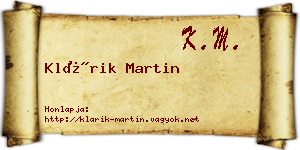 Klárik Martin névjegykártya