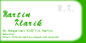 martin klarik business card